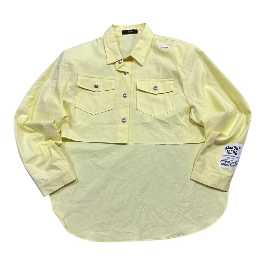 ✨ (바배) 빈티지 언발란스 크롭 셔츠 (어깨패드내장) 상품이미지1