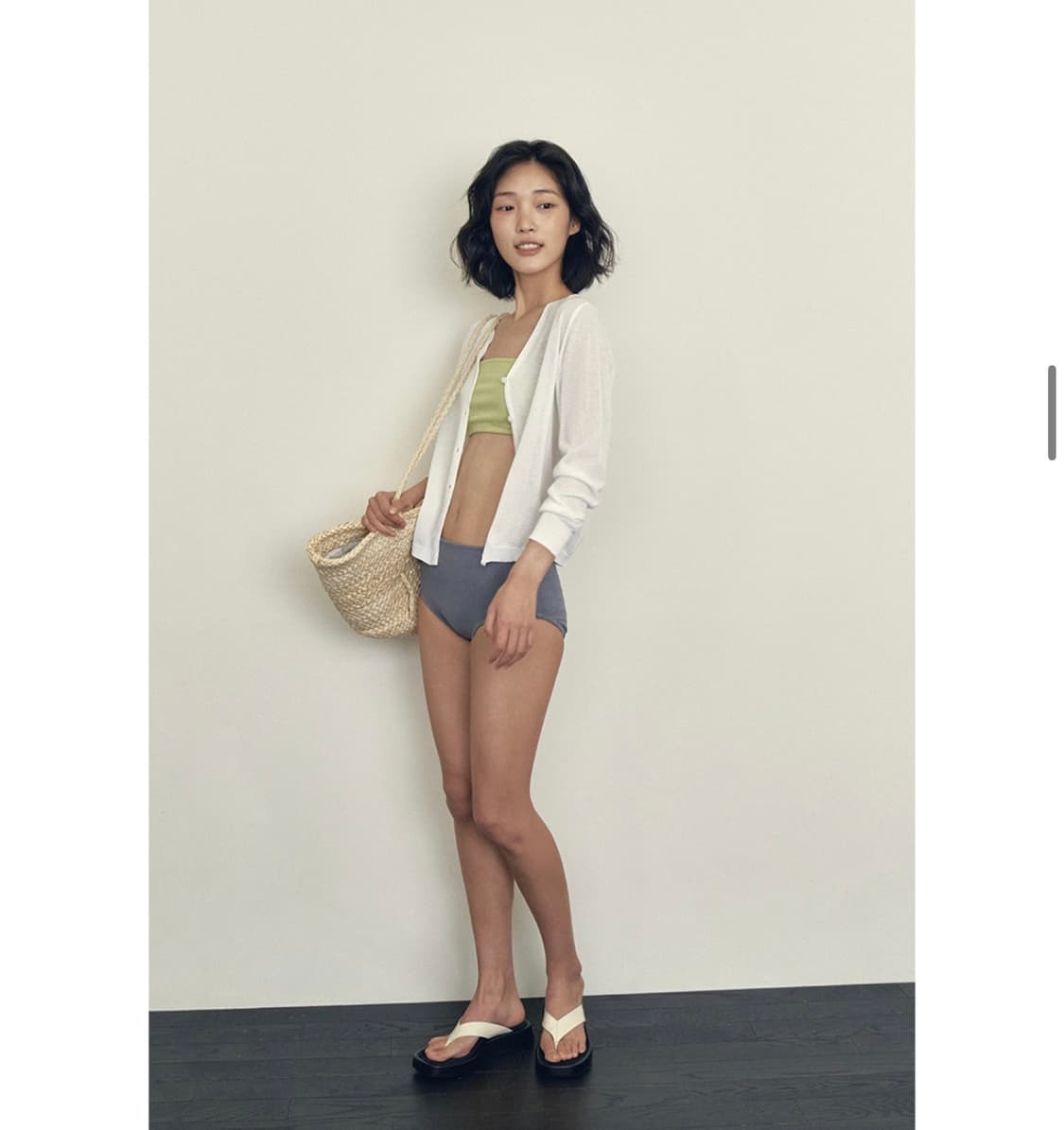 [택있는새상품] 로에일 사이드 버튼 시스루 브이넥 가디건 (화이트) 상품이미지4