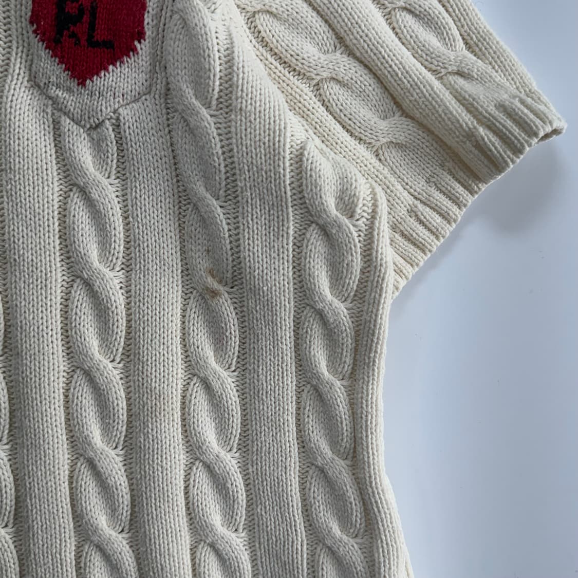 Polo 폴로 레드 하트 로고 아이보리 케이블 반팔 니트 상품이미지6