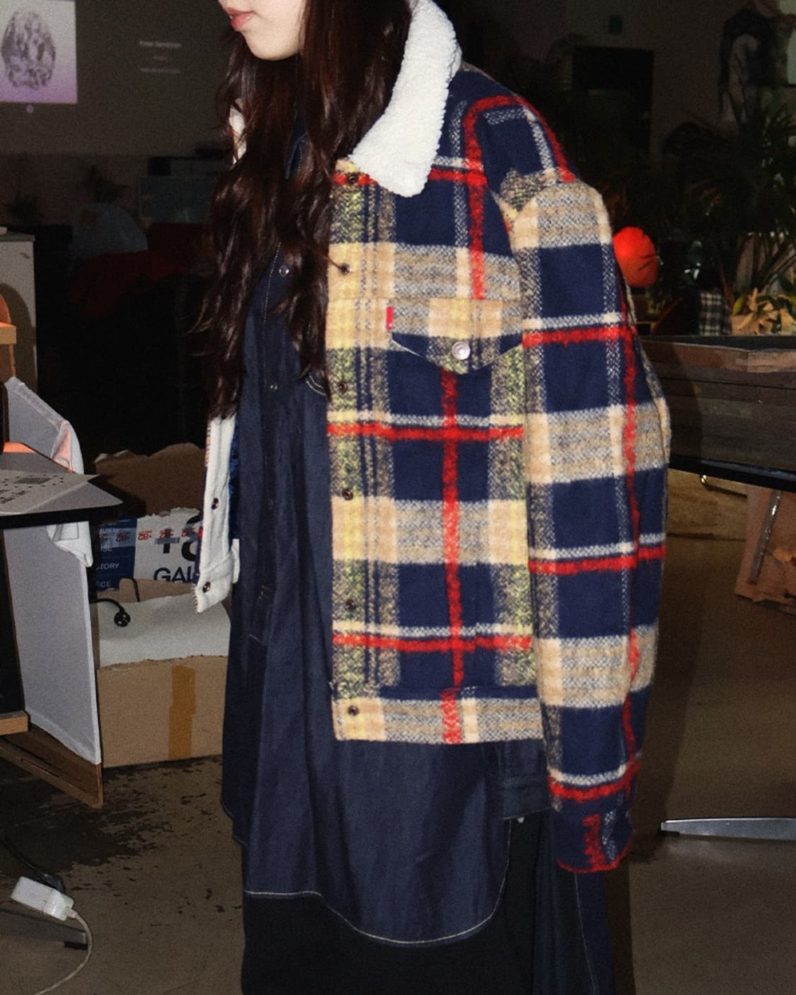 LEVI'S, SHERPA PLAID TRUCKER (S) FOR WOM 상품이미지2