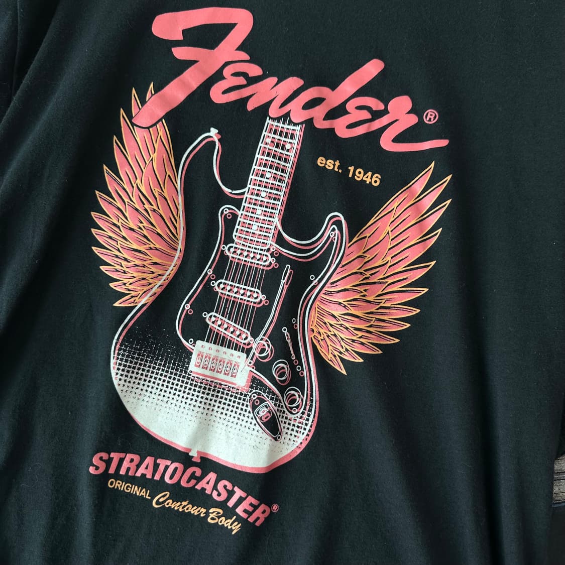 Fender 펜더 스트라토캐스터 기타 반팔 티셔츠 검정  상품이미지2
