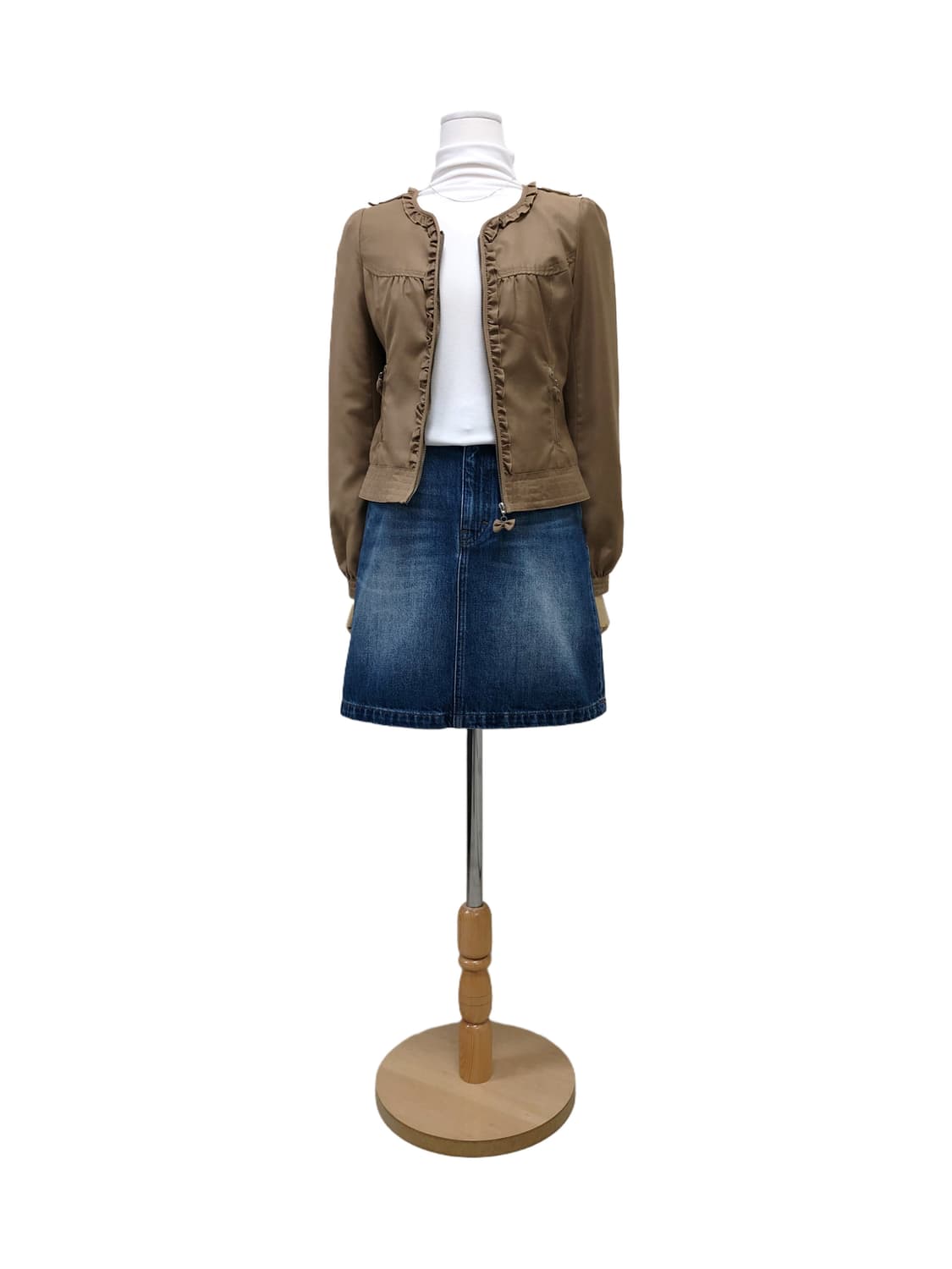 브라운 프릴 노카라 재킷 상품이미지2