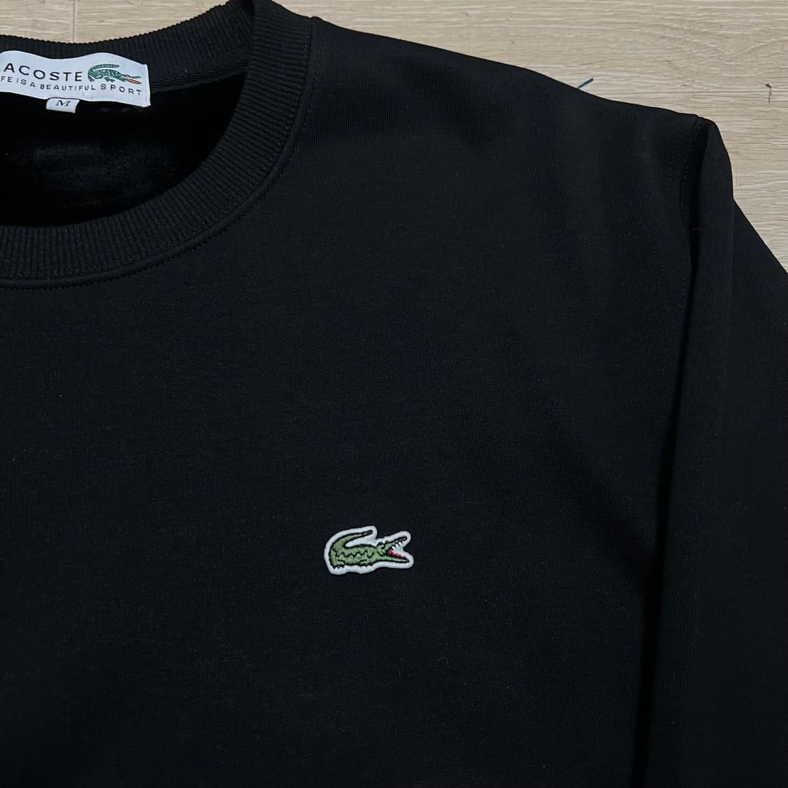 라코스테 자수로고 안감 맨투맨 크루넥 티셔츠 [블랙] M/95 상품이미지4