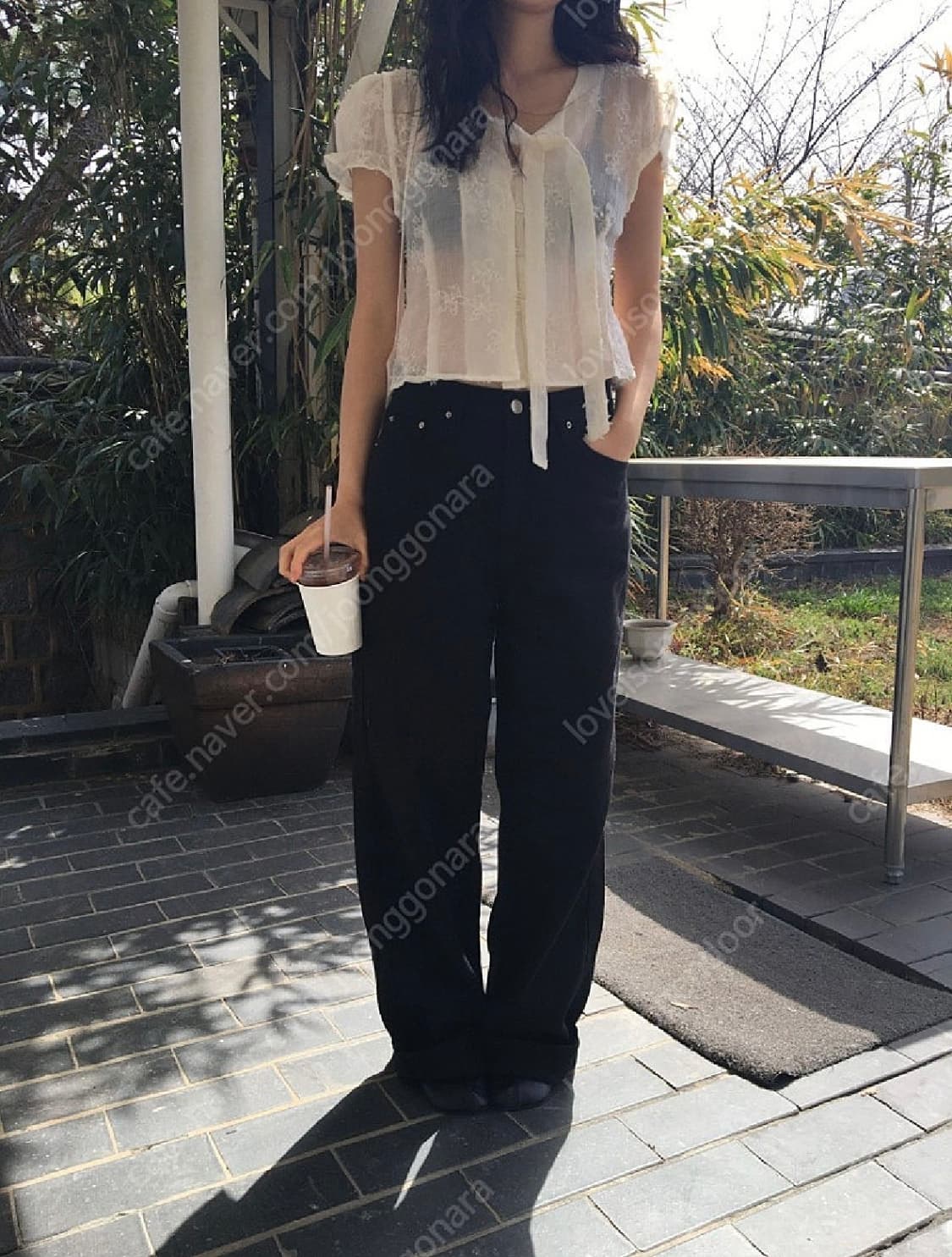 미트미 미닝아웃 퍼프 꽃 타이 블라우스 상품이미지5