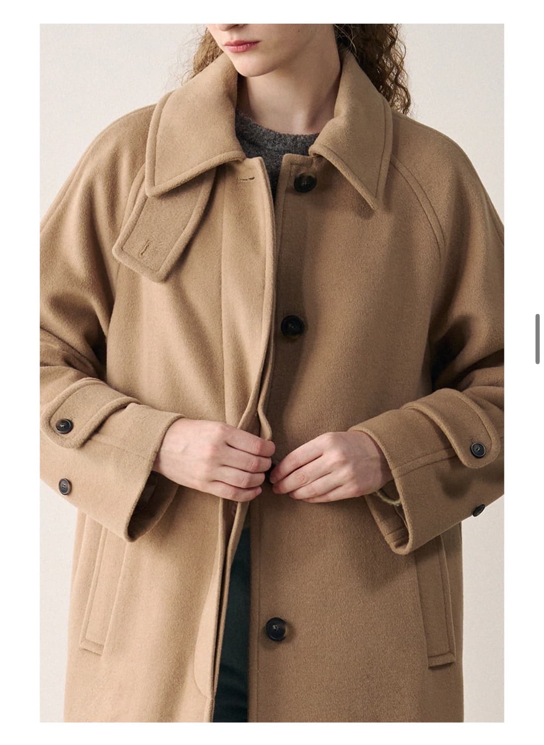 (M) 드로우핏 우먼 소프트 캐시미어 싱글 발마칸 코트 [BEIGE] 상품이미지5