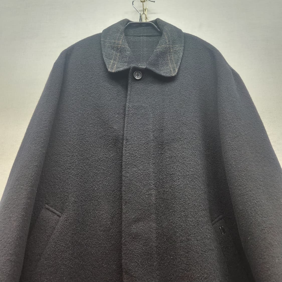 마에스트로 카라 체크 발마칸 코트 100(XL) 상품이미지2