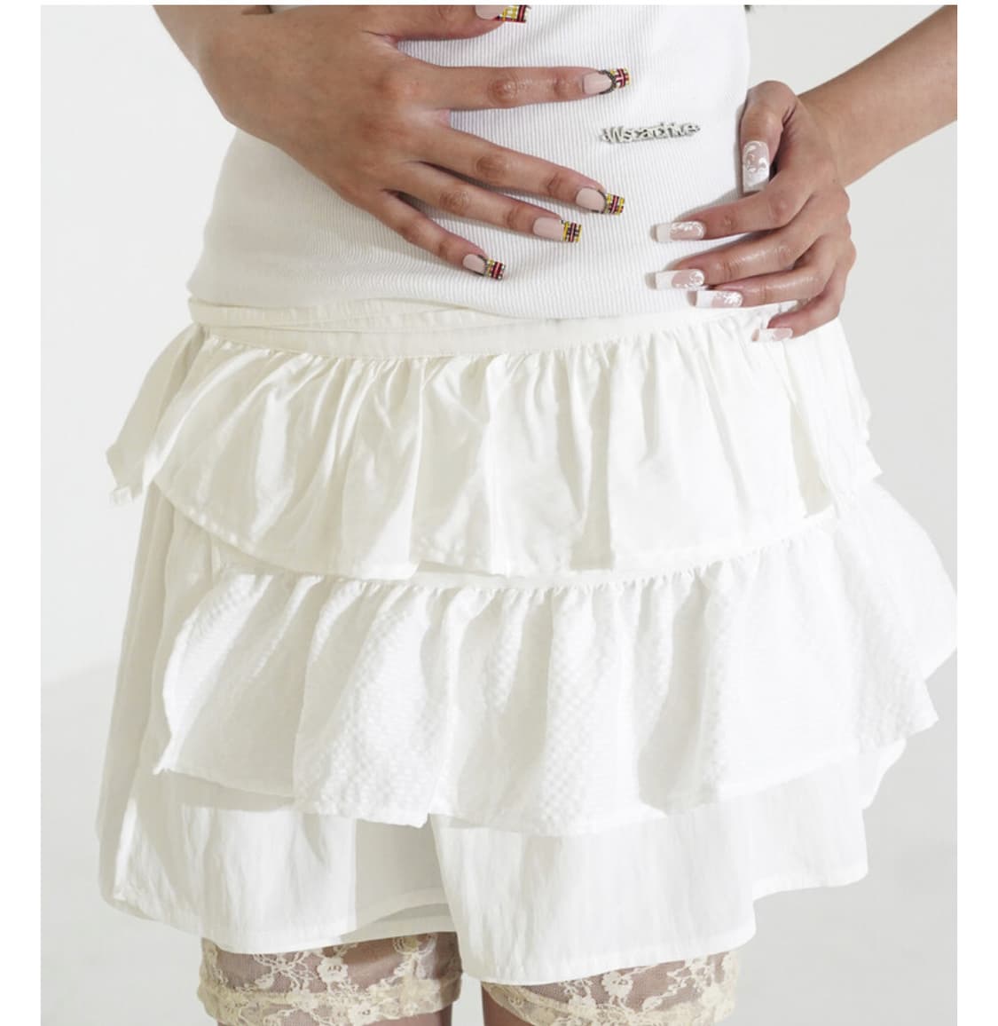 Dual Layer 2-way wrap skirt 화이트 상품이미지3