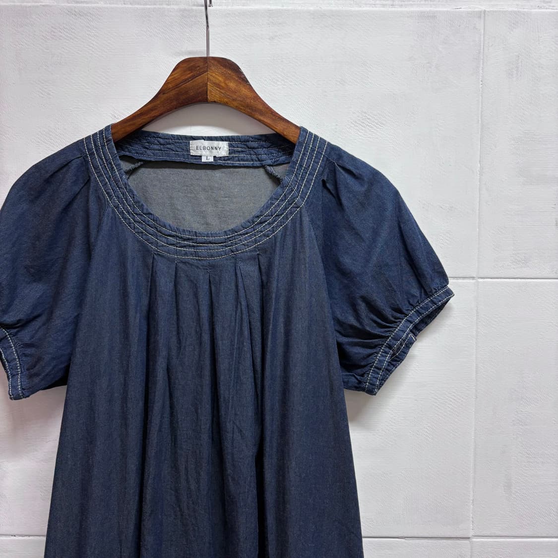 ELBONNY 데님 모리걸 페이리 포켓 반팔 원피스 JPN 상품이미지2