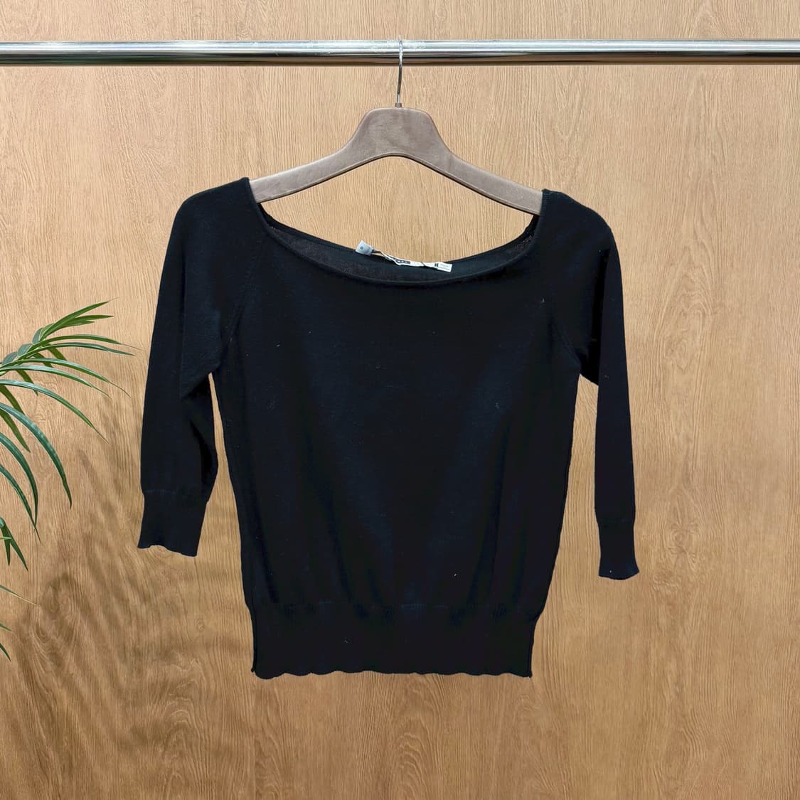 막스마라 스포트막스 7부 니트 밑단 소매 리빙 라운드넥 디테일 블랙 상품이미지1