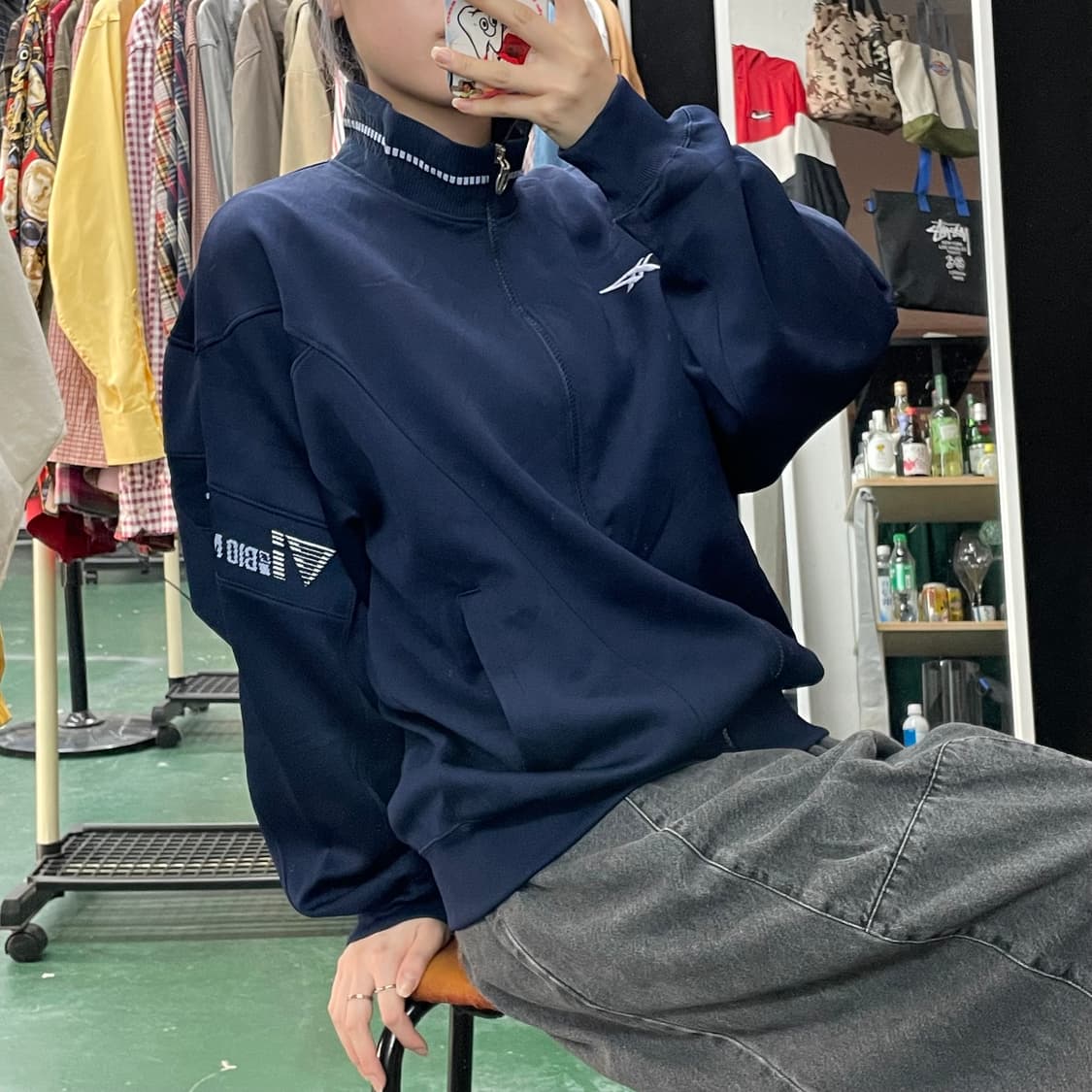아식스 네이비 절개 포인트 점퍼 M 상품이미지3