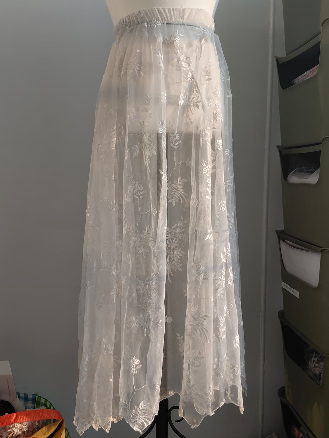 [빈티지] 아이보리 플라워 자수 레이스 스커트 상품이미지4