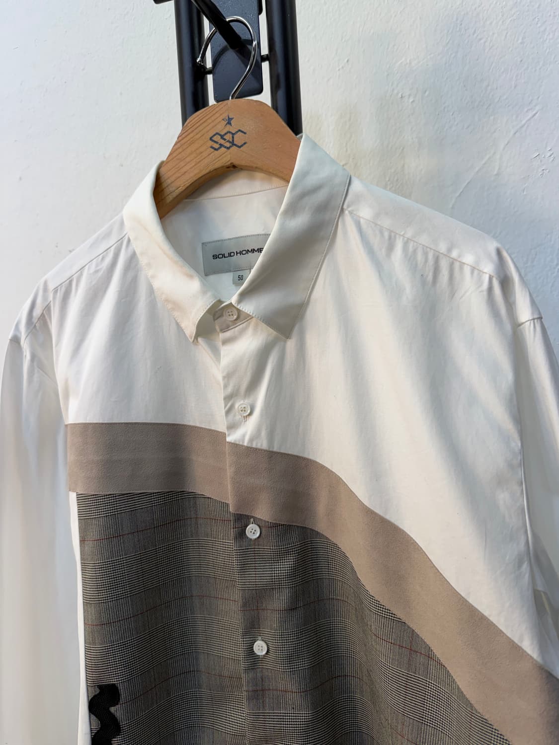 정품) 솔리드옴므 패치워크 셔츠 50(105) 상품이미지4