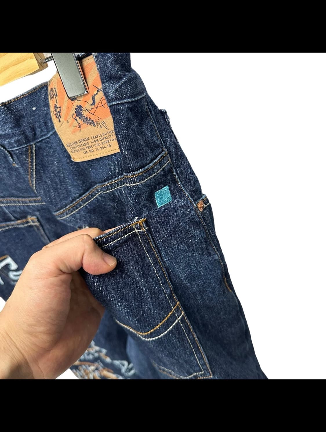 빈티지 포인트 데님 팬츠 y2k 상품이미지6