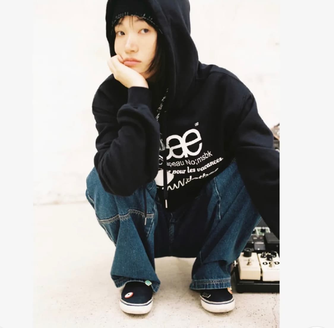 aeae 에이이에이이 웹 로고 루즈 후드티 오트밀   상품이미지5