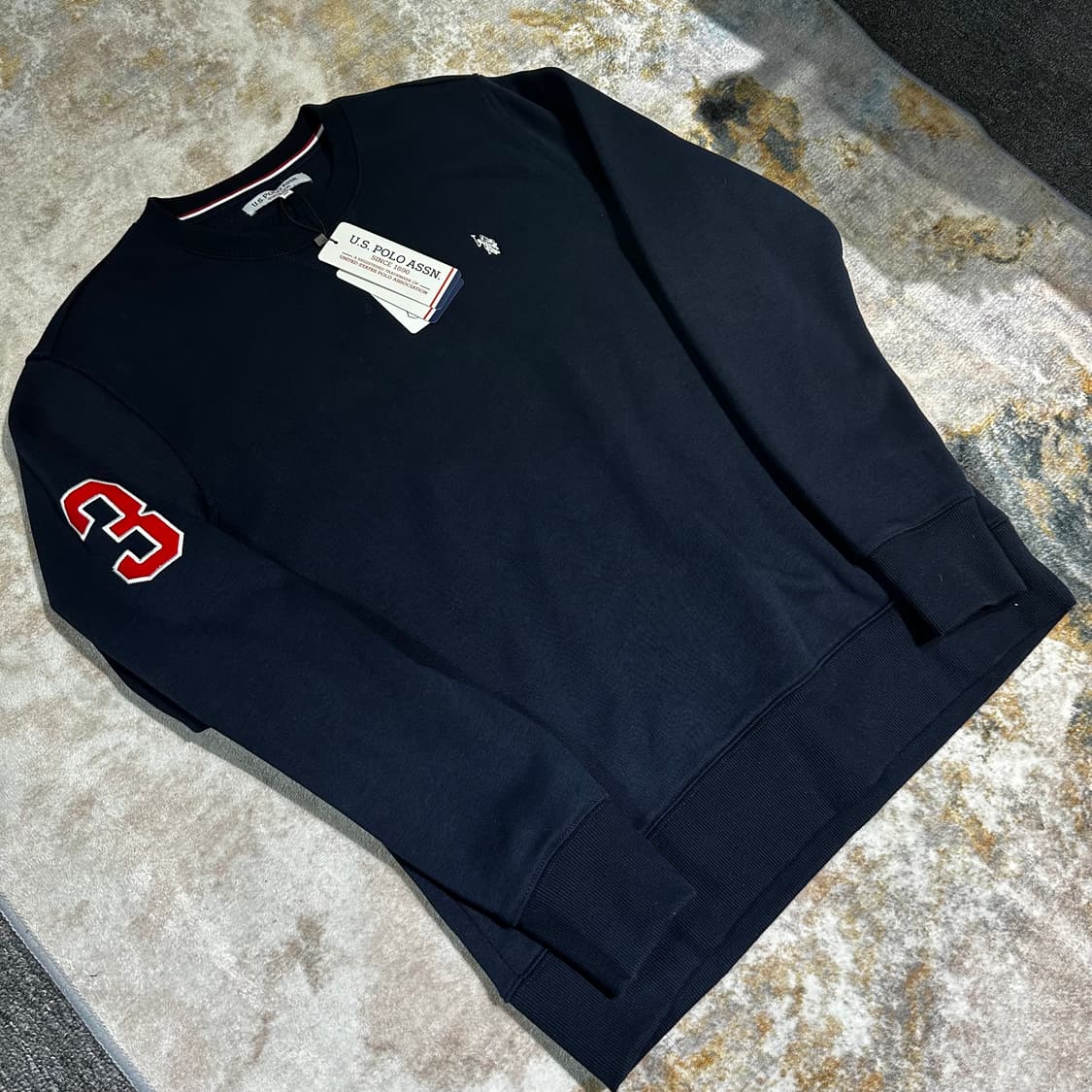 US POLO ASSN 화이트 포니3 네이비 맨투맨 새상품 상품이미지1