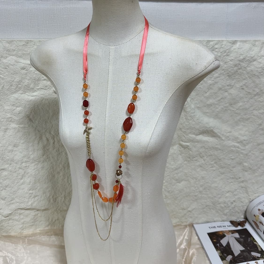 빈티지 리본 새 오리엔탈 목걸이 상품이미지1