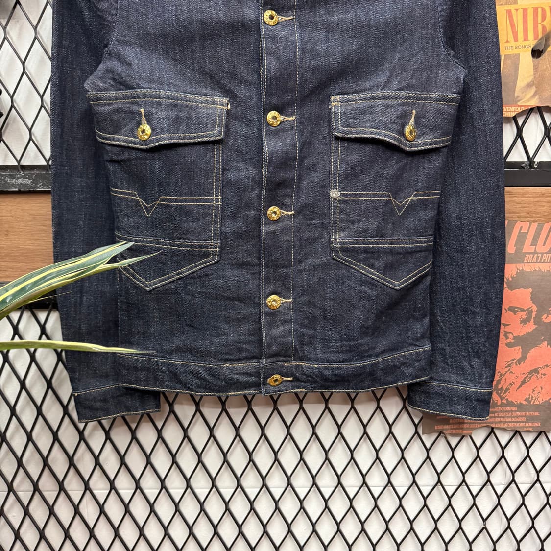 디젤 생지 데님 트러커자켓 후면 레더 패치 포인트 인디고 빈티지 상품이미지4