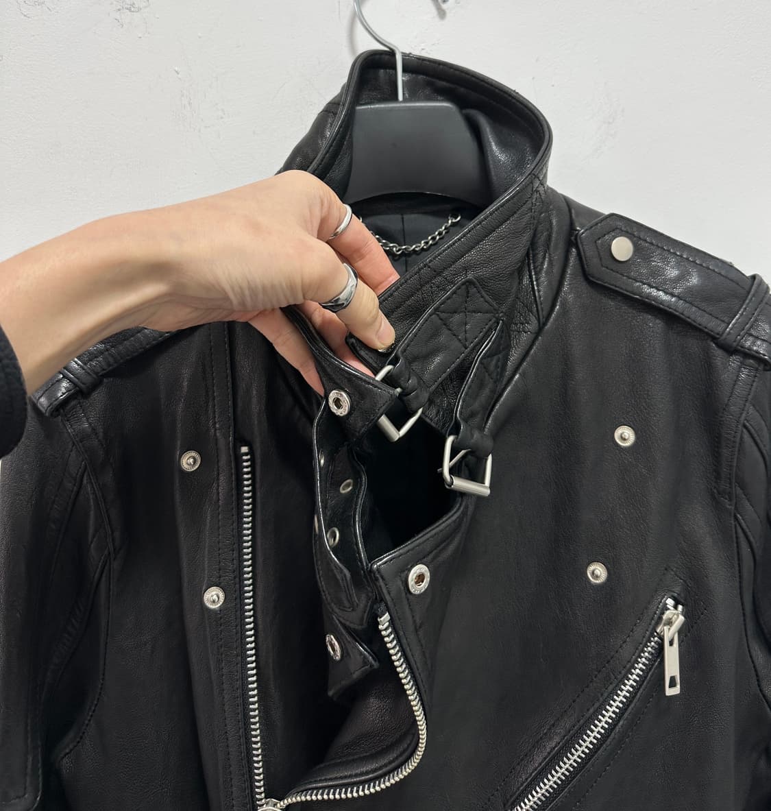 Sheepskin belted 2way leather jacket 상품이미지9