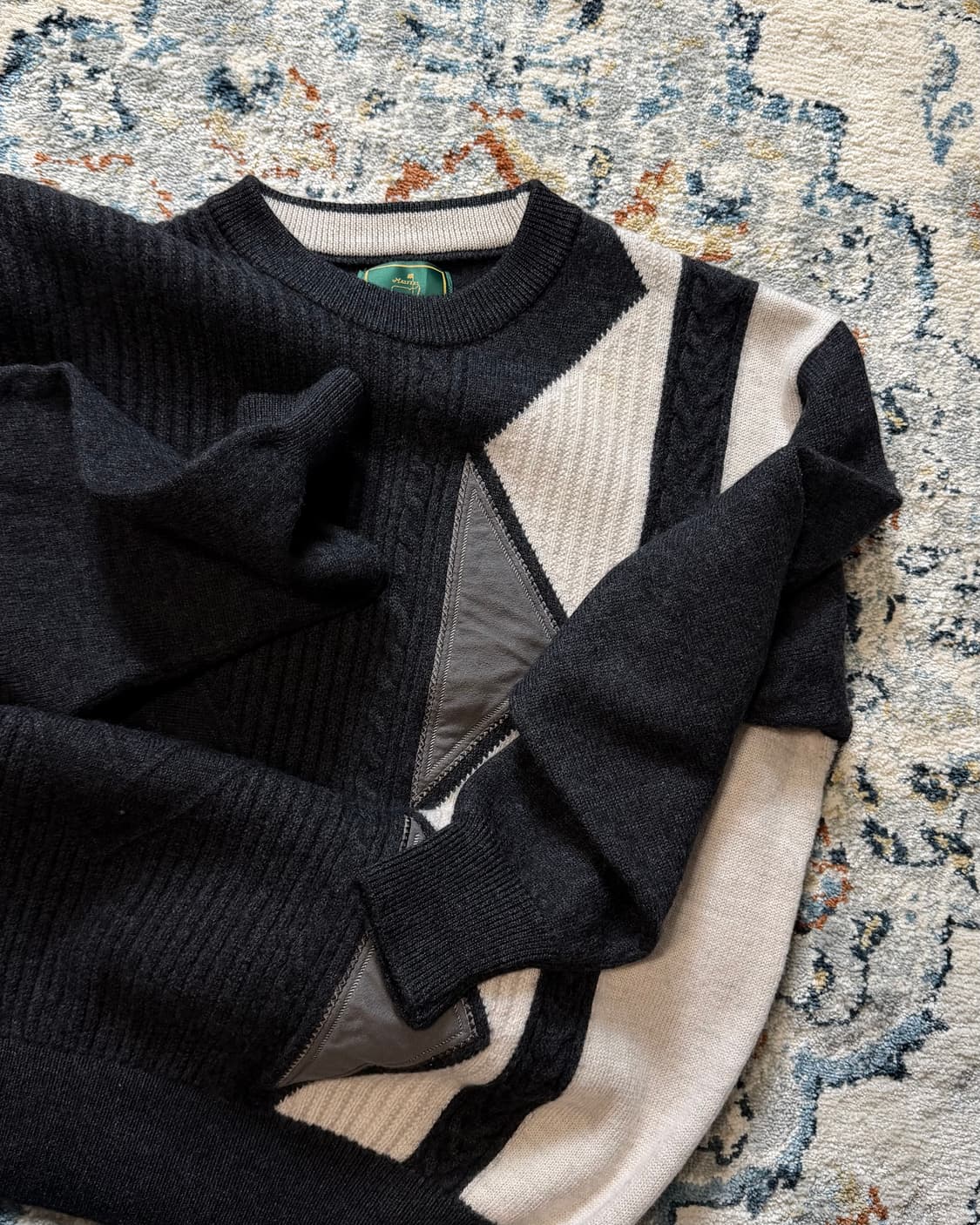 90s Vintage Wool Patchwork Knit Sweater 상품이미지9