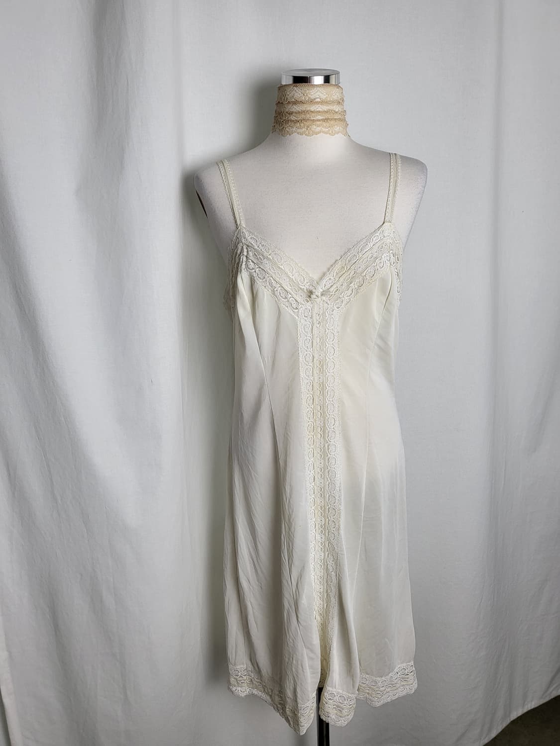 빈티지 퓨어 레이스 롱 슬립 원피스 상품이미지1