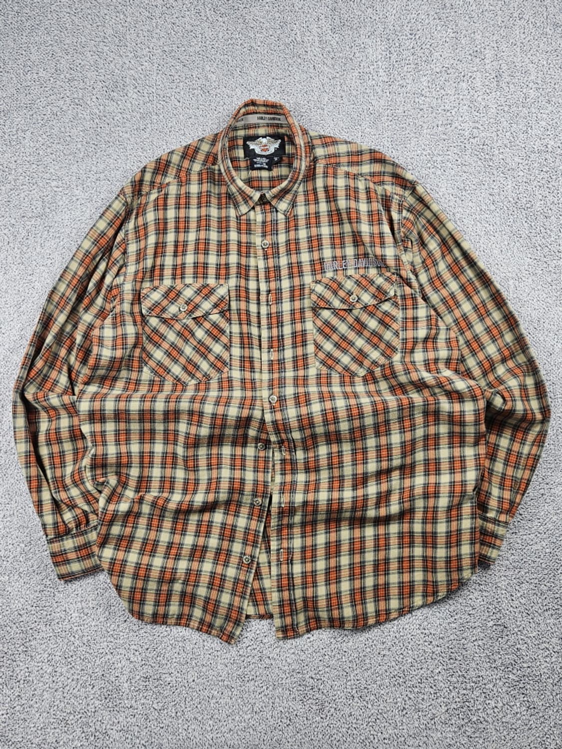 할리데이비슨 자수레터링 체크패턴 플란넬 셔츠 ( XL ) / 10471 상품이미지1