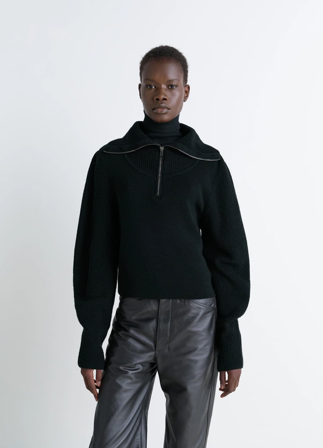 [XS,S,M]르메르 25fw 립 ZIPPED SWEATER/블랙 상품이미지1