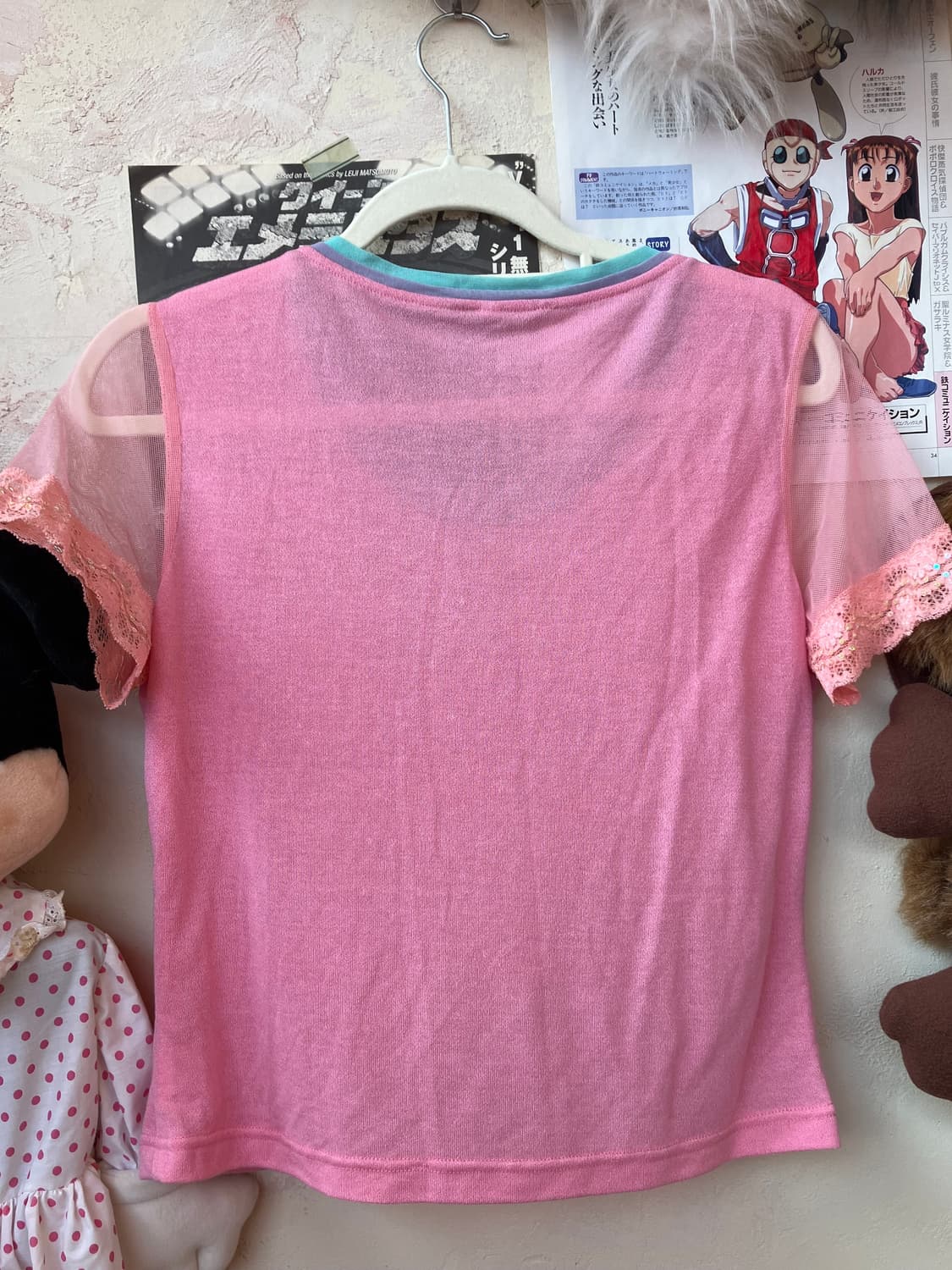 jpn 핑크 비즈 플라워 티셔츠 상품이미지7