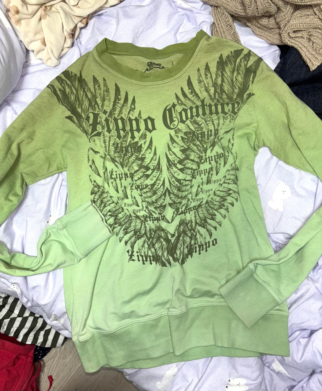 y2k 연두 맨투맨 상품이미지1