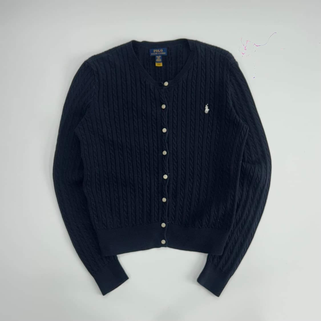 Polo 폴로 화이트 포니 네이비 케이블 니트 가디건 상품이미지3