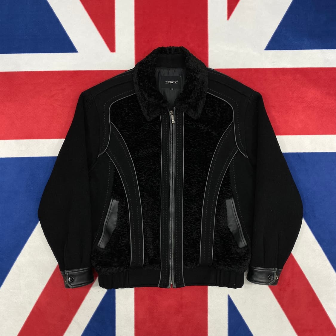 빈티지 양가죽 배색울자켓 100 상품이미지1