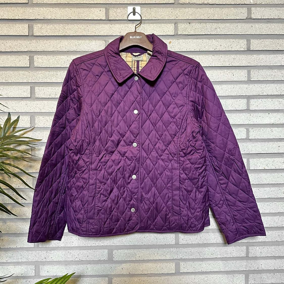 L.L.Bean 엘엘빈 퀼팅 자켓 체크안감 스냅 버튼 디테일 퍼플 상품이미지1