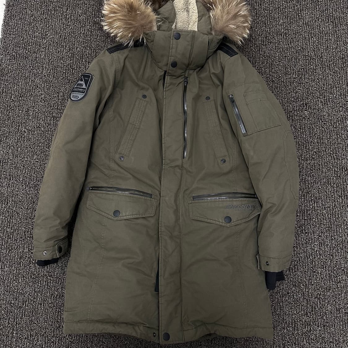디스커버리 야상 덕다운 롱패딩 점퍼 카키 95(M) 상품이미지1