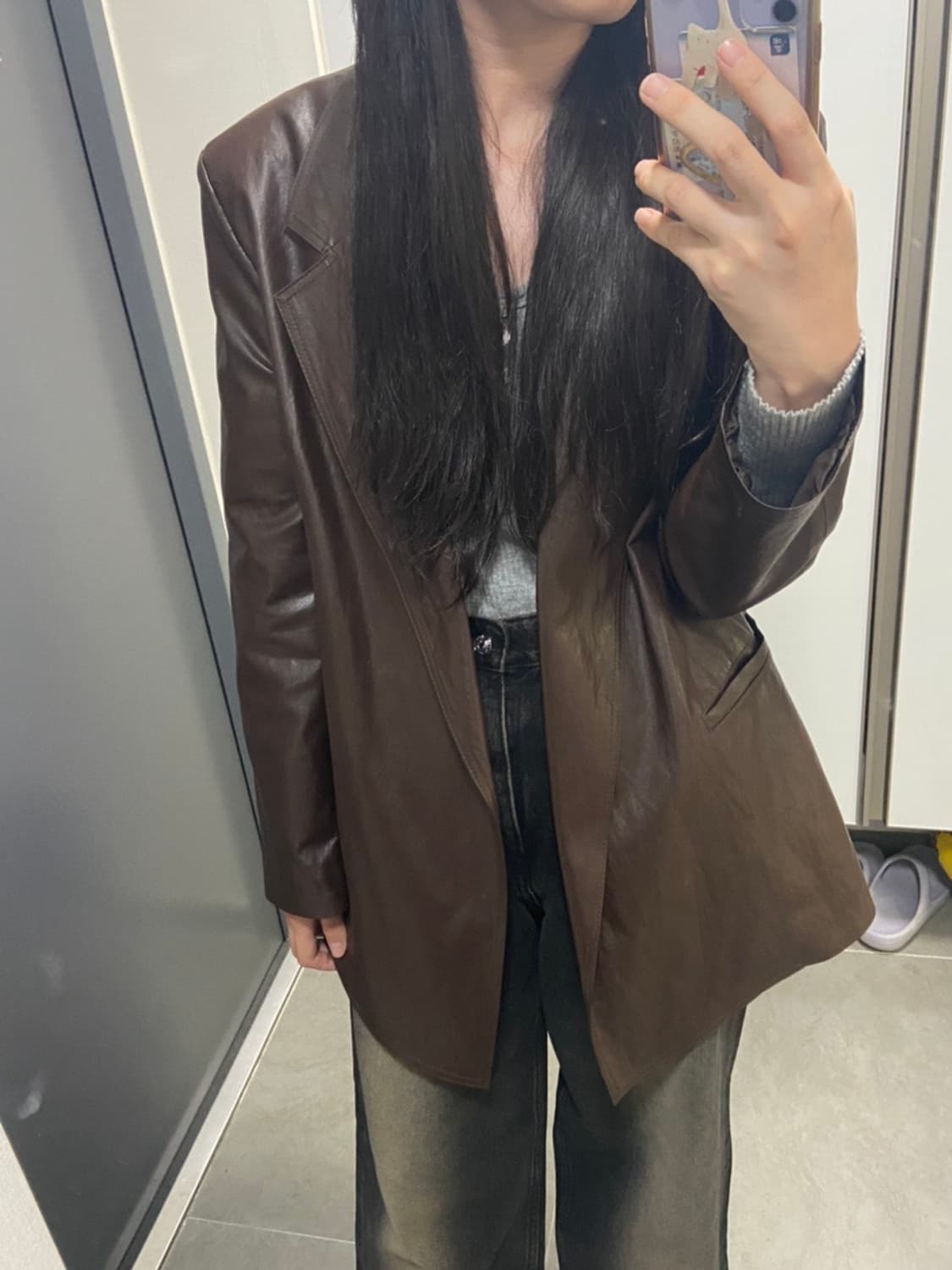 파사드패턴 오버핏레더자켓 상품이미지5