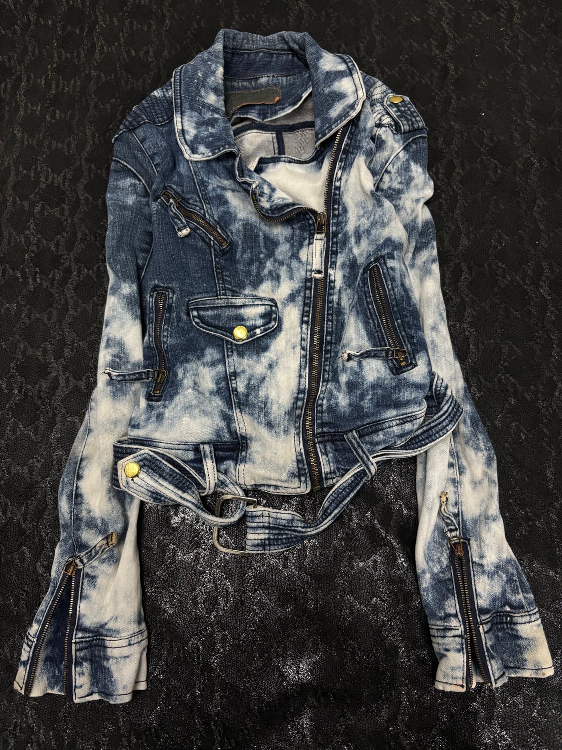 00’s Tie-dye Slim Fit Biker Jacket 상품이미지5