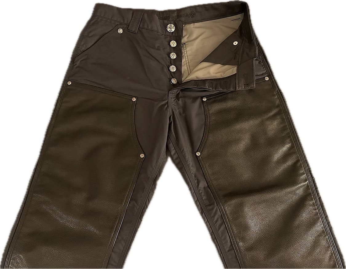 (새상품)크롬하츠 레더 패치 나일론 카펜터 팬츠 브라운 상품이미지2