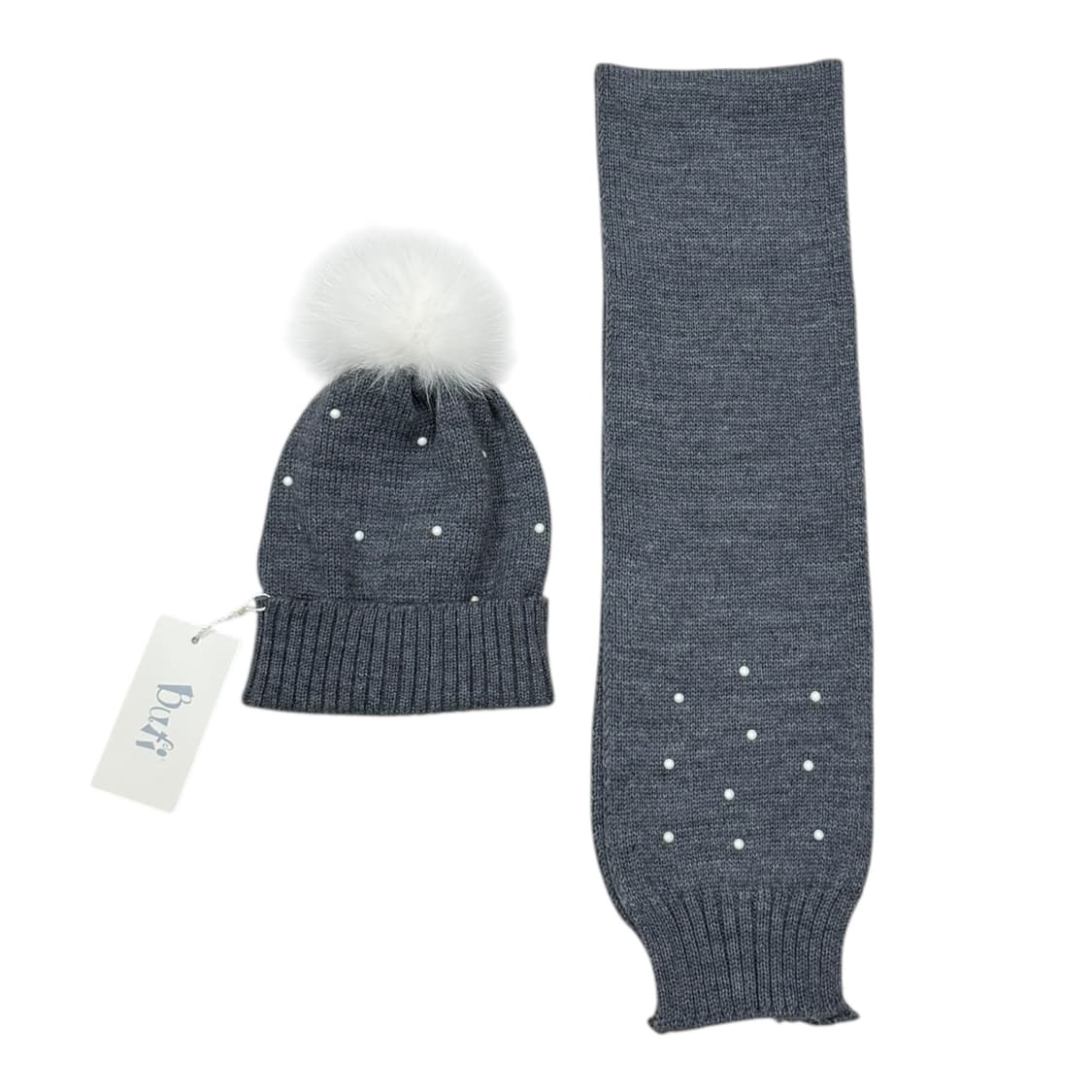 BUFI 이태리 머플러 비니 세트 그레이 상품이미지1