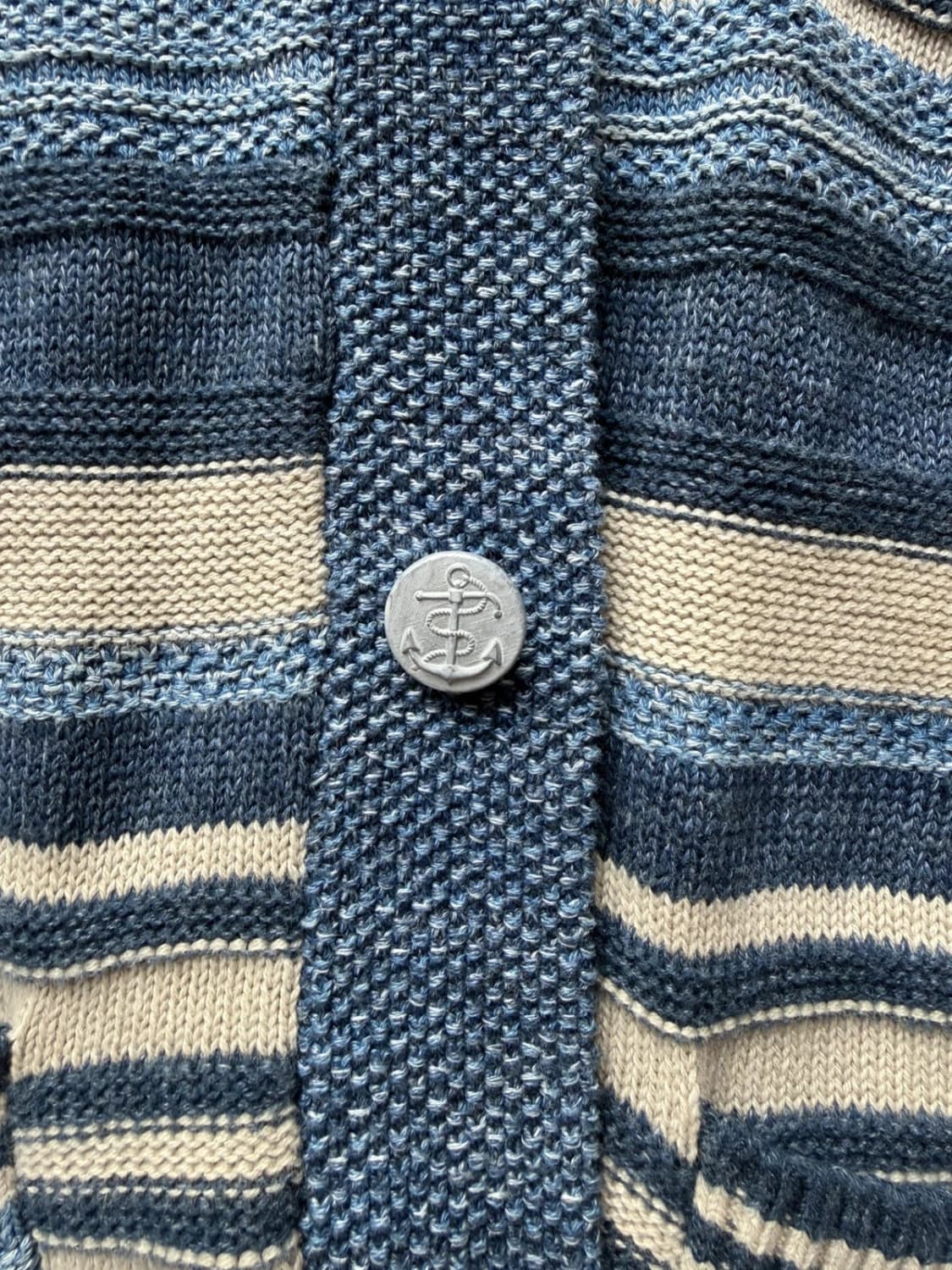 M 더블알엘 인디고 스트라이프 코튼 숄카라 가디건 상품이미지3