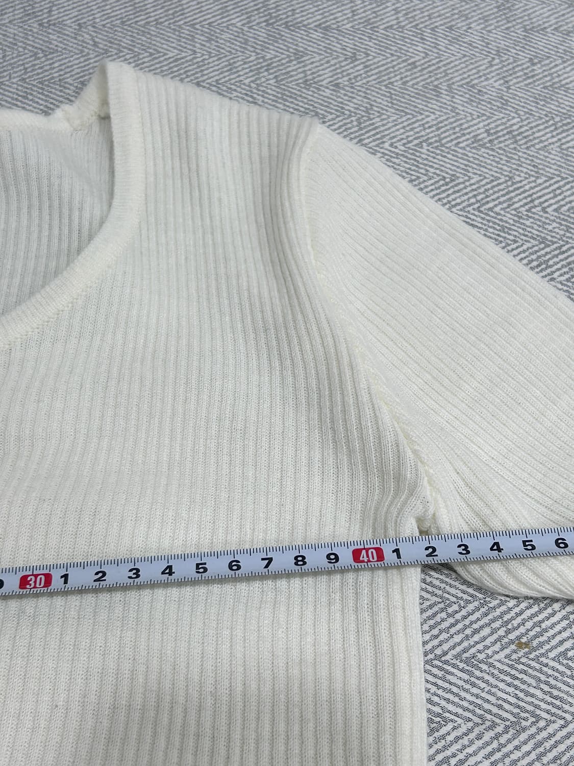 [F] 그로브 아이보리 세미크롭 긴팔 니트 티셔츠 여성 프리사이즈 상품이미지7