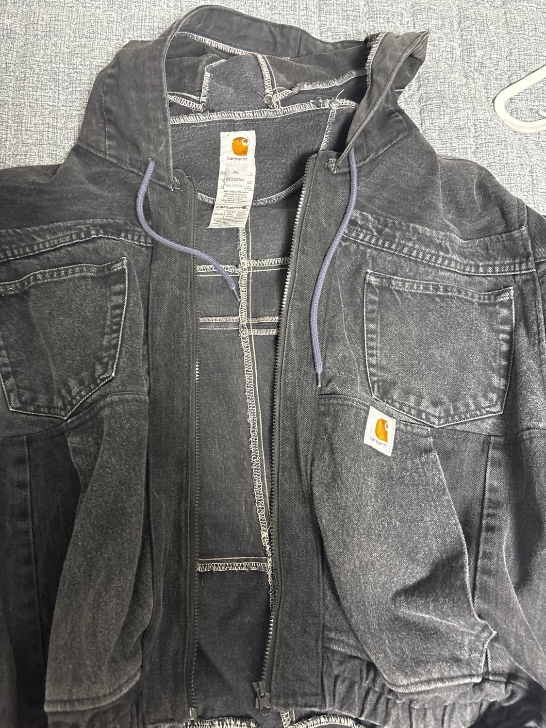 칼하트 데님 후드 집업 자켓 상품이미지1