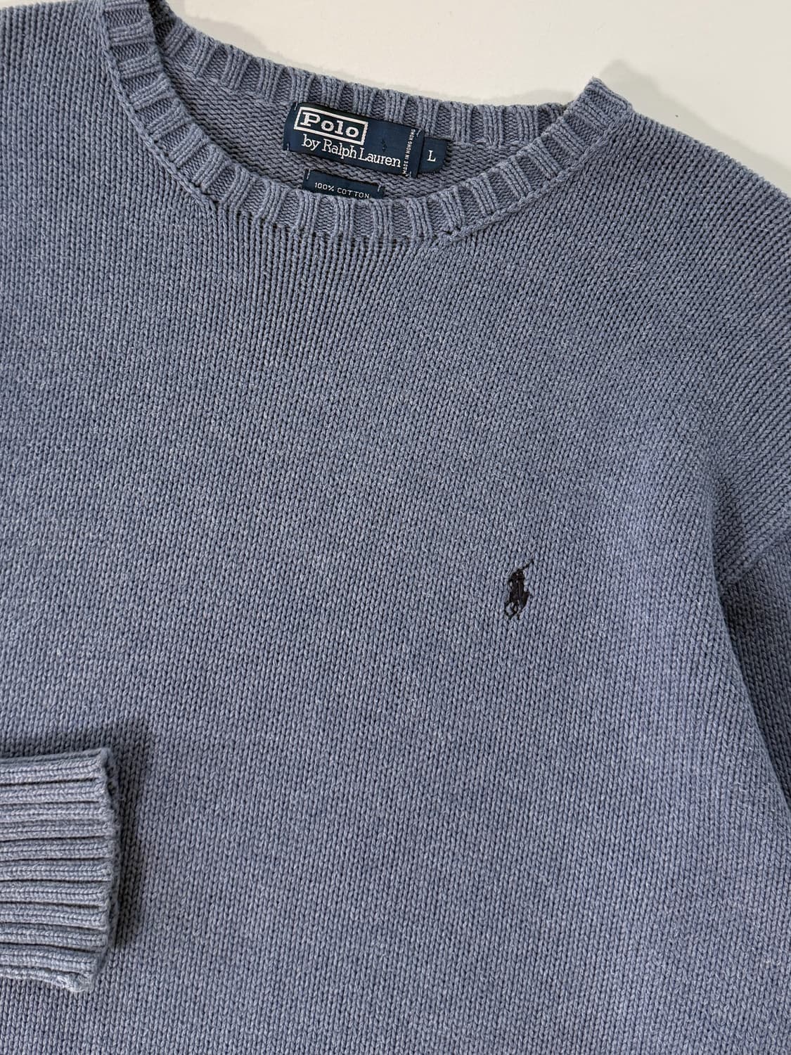 폴로 랄프로렌 00‘s 루즈핏 해비 코튼 빈티지 블루 니트 상품이미지2