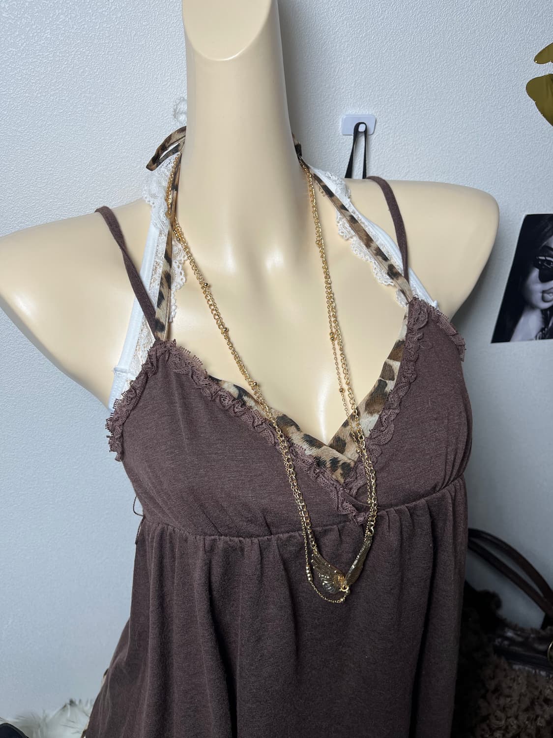 Ingni 호피 갸루 홀터넥 슬리브리스 원피스 나시 상품이미지2