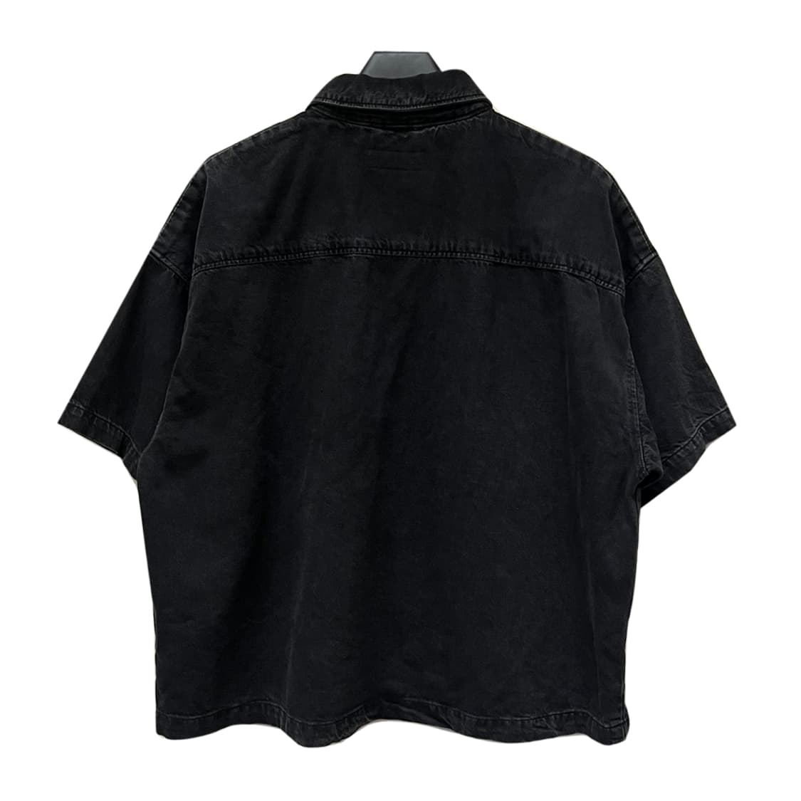 ZARA 자라 흑청 데님 하프집업 폴로 숏 반팔 XL 상품이미지2
