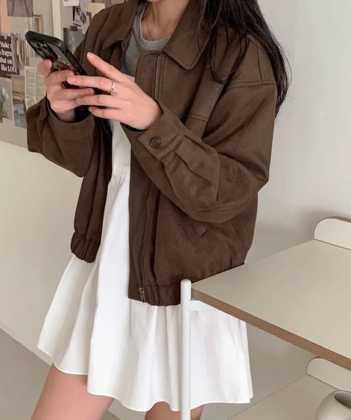 스웨이드 블루종 자켓 초코브라운 판매 상품이미지2