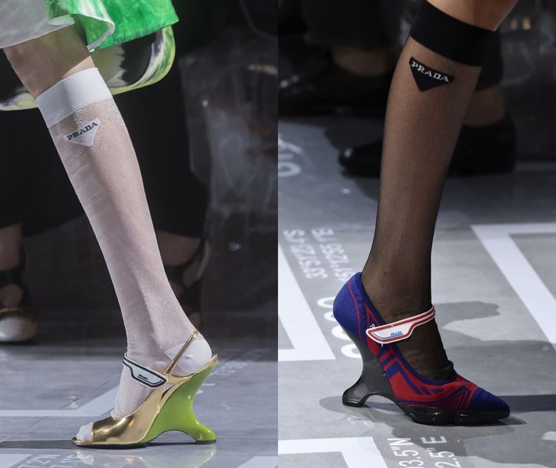 rare) 프라다 런웨이 Logo Sheer Knee-High Socks 상품이미지3