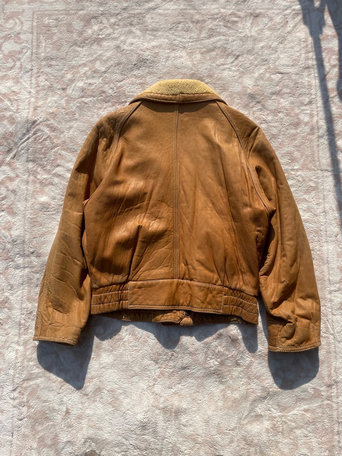 Vintage Shearling Collar Leather Jacket  상품이미지4