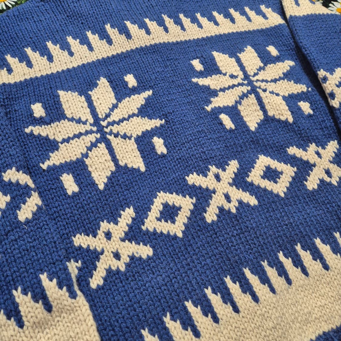 일본 GEORGIA 블루 눈꽃 패턴 코위찬 자켓 새상품 상품이미지4