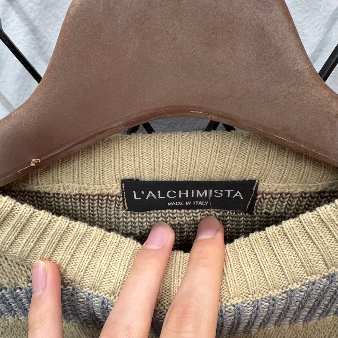 ITA VTG 기하학 패턴 울 니트 스웨터 라운드넥 멀티컬러 상품이미지5