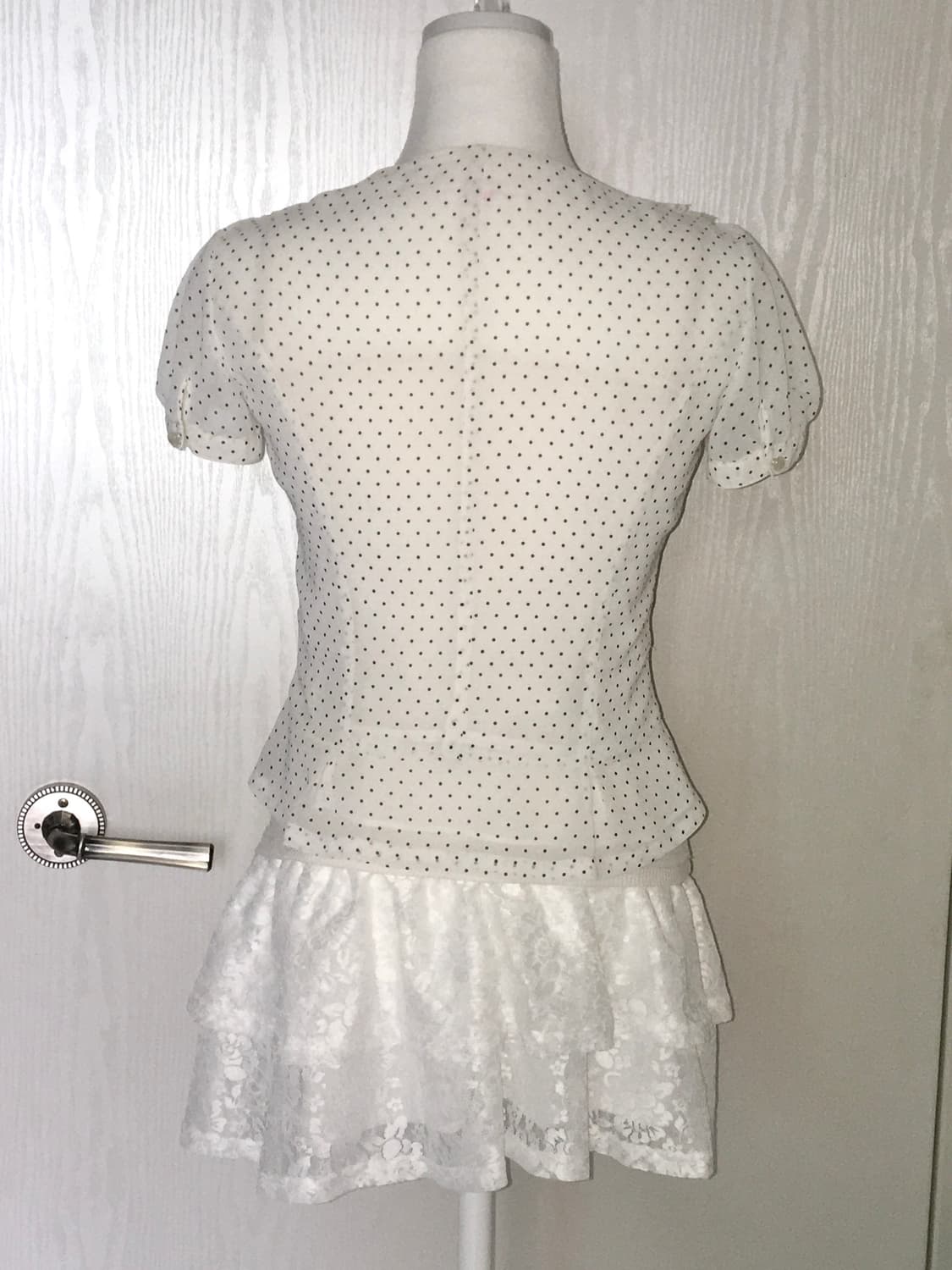 dot lace short-sleeve blouse 상품이미지3