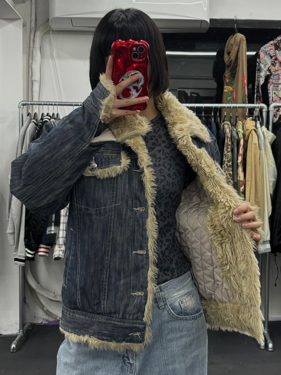 캘빈 클라인스 데님 퍼 자켓 상품이미지1