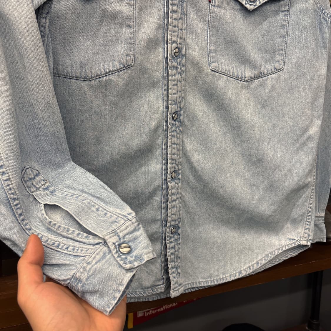 90s 리바이스 그린라벨 스톤스냅 웨스턴 데님셔츠 N1202 상품이미지4
